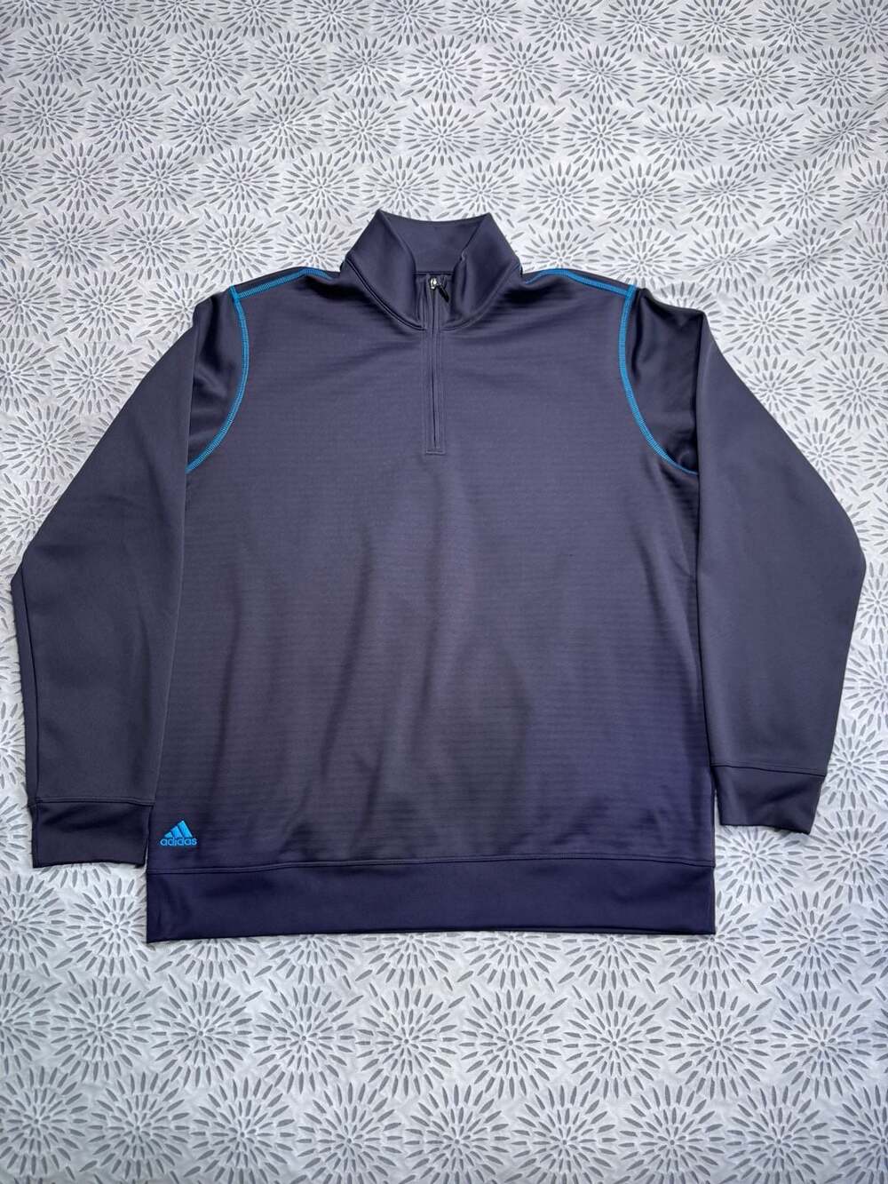 Adidas Climalite 1/4 Zip Golf Pullover Size L Dark Gray Blue Stitching